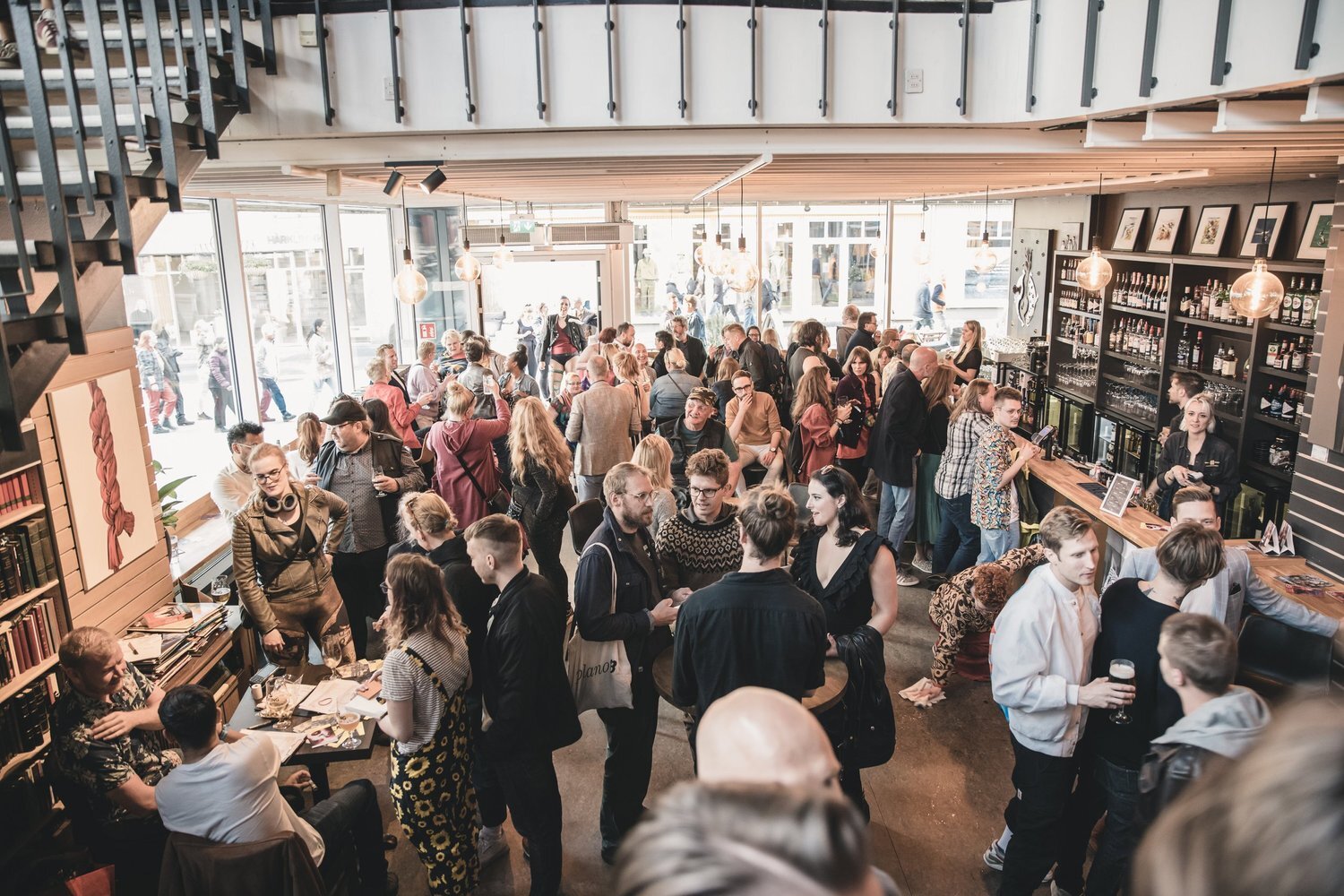 The opening party at Mál og Menning, Reykjavík Fringe 2021. Photo by Elín Björg